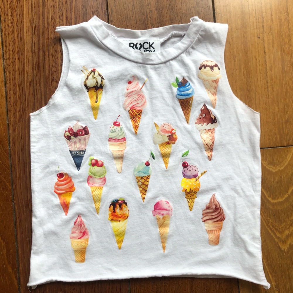 Rock Candy Ice Cream Print White Tank Top
